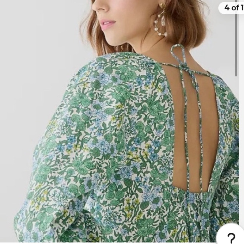 J. Crew Tie-Back Stretch Organic Cotton Poplin Blend Top in Fete Floral